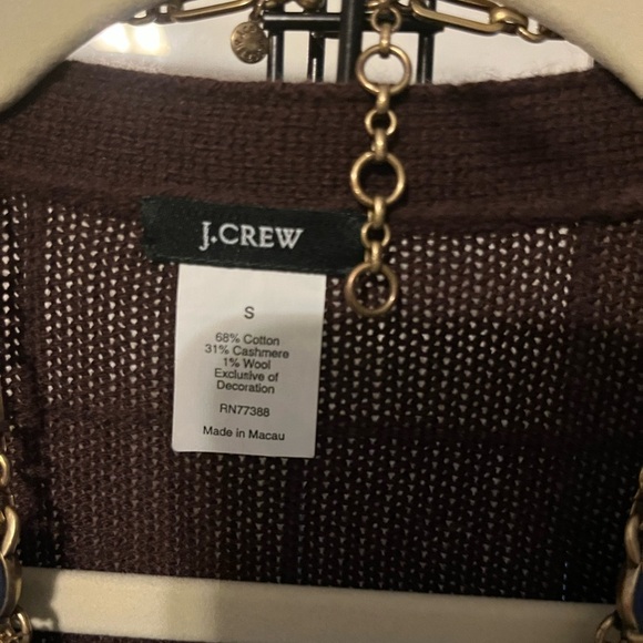 J. Crew Deep Brown Women's Cardigan with contrasting elbow patches - Picture 3 of 5